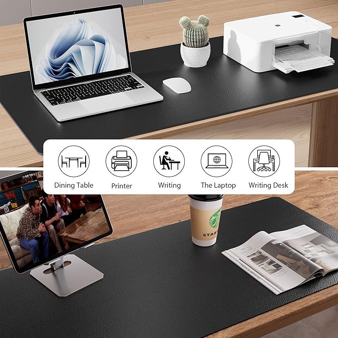 Aothia Faux Leather Desk Mat – Large Mouse Pad, Non-Slip PU Leather Blotter - Image 8