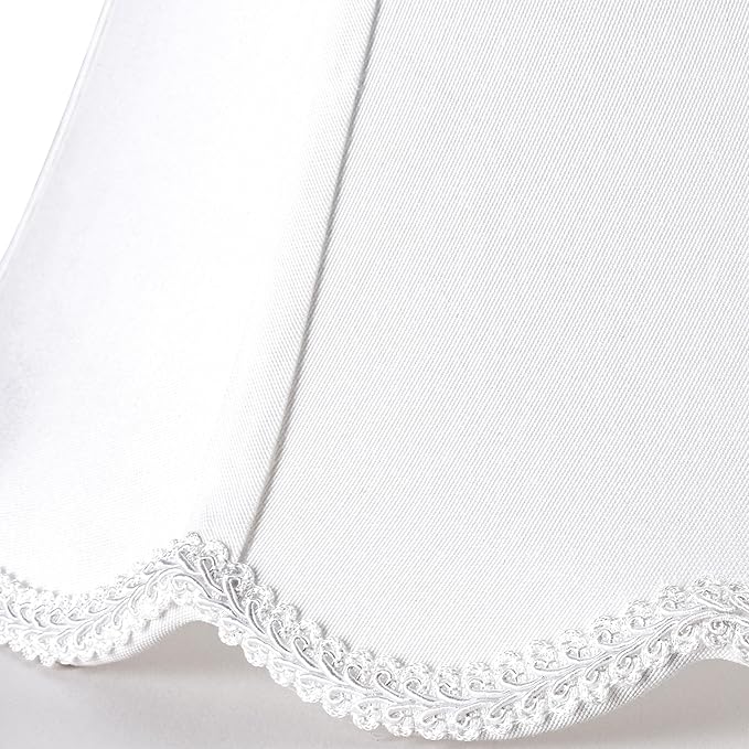 GOSO Bell Lamp Shades Set of 2 Medium Off White, Scalloped Lamp Shade - Image 3