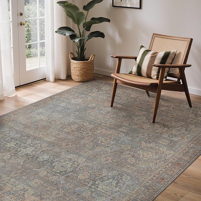 GENIMO 6x9 Area Rugs for Living Room, Machine Washable Non Slip Vintage Rugs by GENIMO
