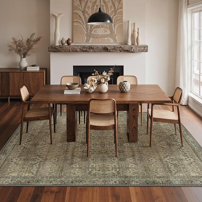 GENIMO 9x12 Area Rugs for Living Room, Machine Washable Non Slip Vintage Rugs - Image 4