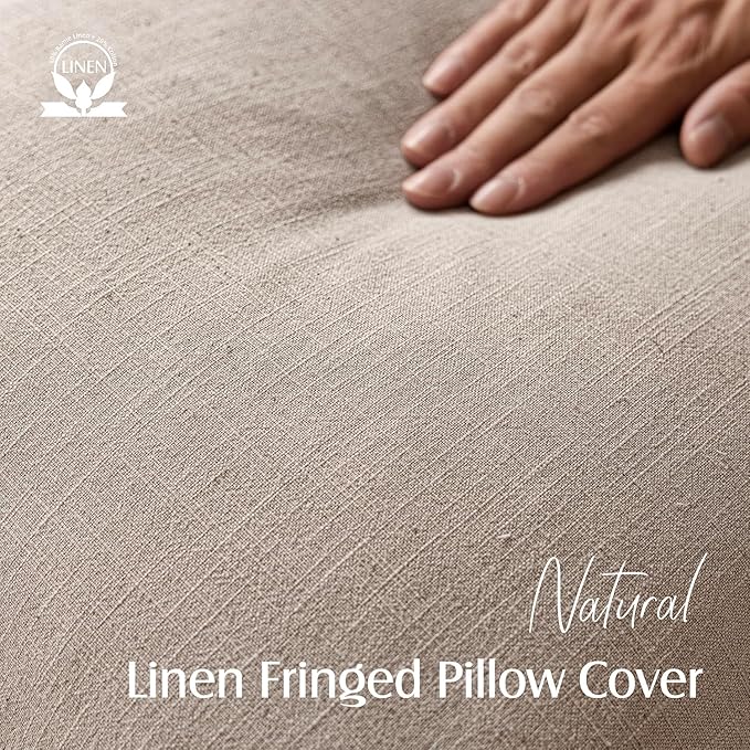 Foindtower Set of 2 Decorative Linen Fringe Lumbar Throw Pillow Covers - Image 2