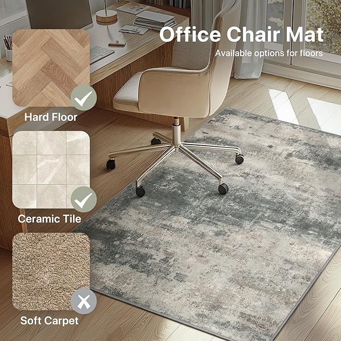Office Chair Mat for Hardwood Tile Floor, Abstract 48"X 60" Desk Mats for - Image 3