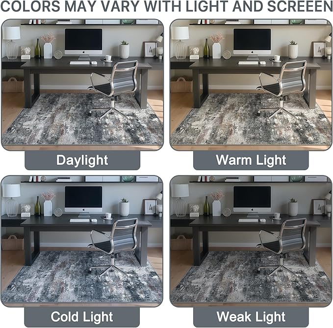 Office Chair Mat for Hardwood Tile Floor, Abstract 48"X 60" Desk Mats for - Image 6