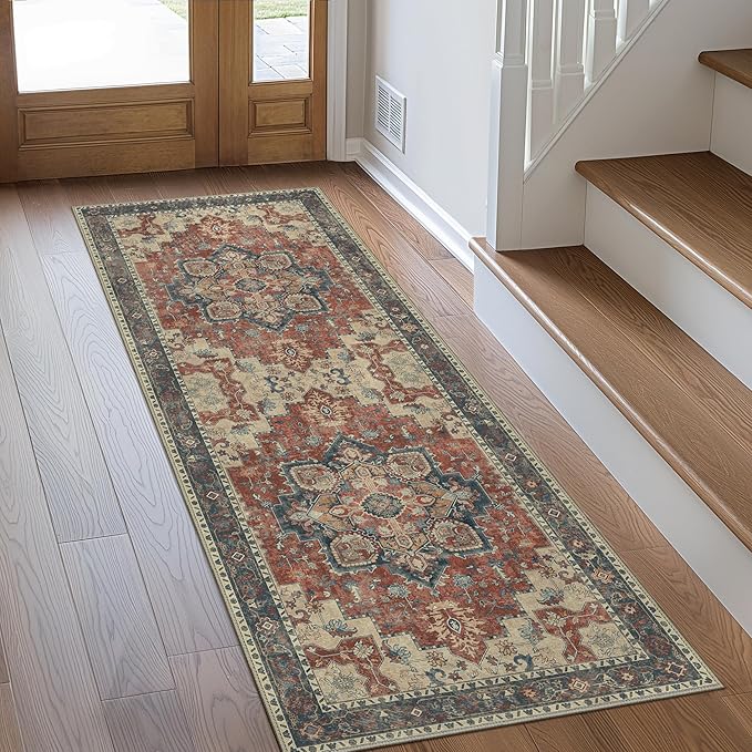GENIMO 2x7 Runner Rugs for Hallway, Machine Washable Non Slip Vintage Rugs by GENIMO