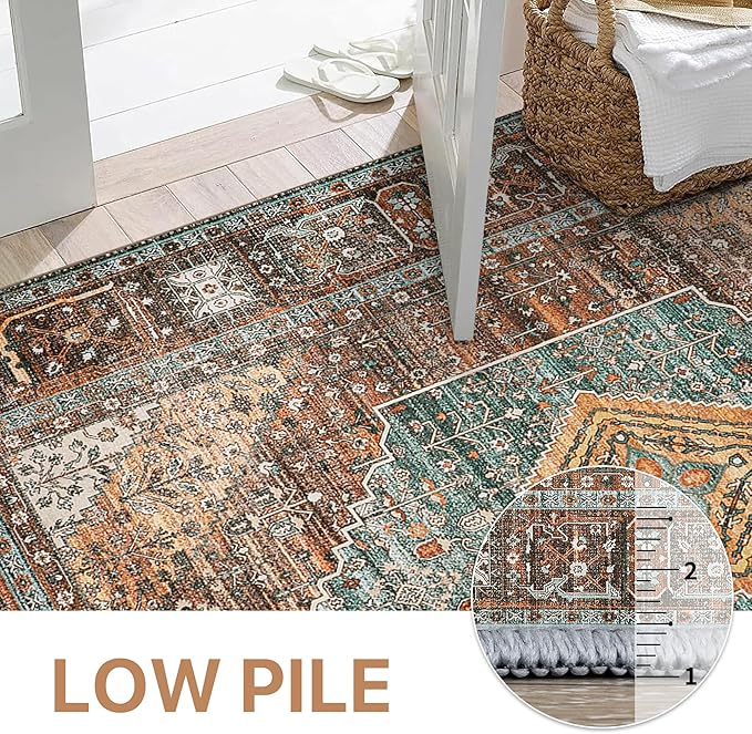 GENIMO 3x5 Area Rugs for Living Room, Machine Washable Non Slip Vintage Rugs - Image 6