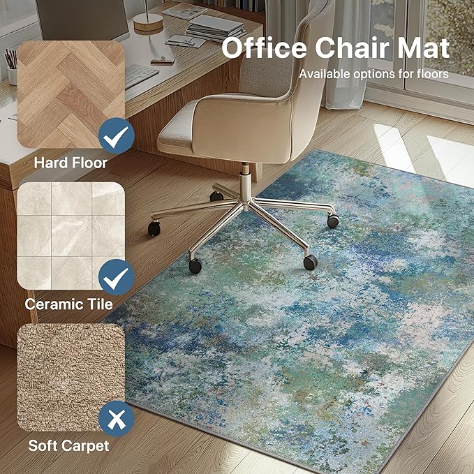 Office Chair Mat for Hardwood Tile Floor, Abstract 48"X 60" Desk Mats for - Image 3