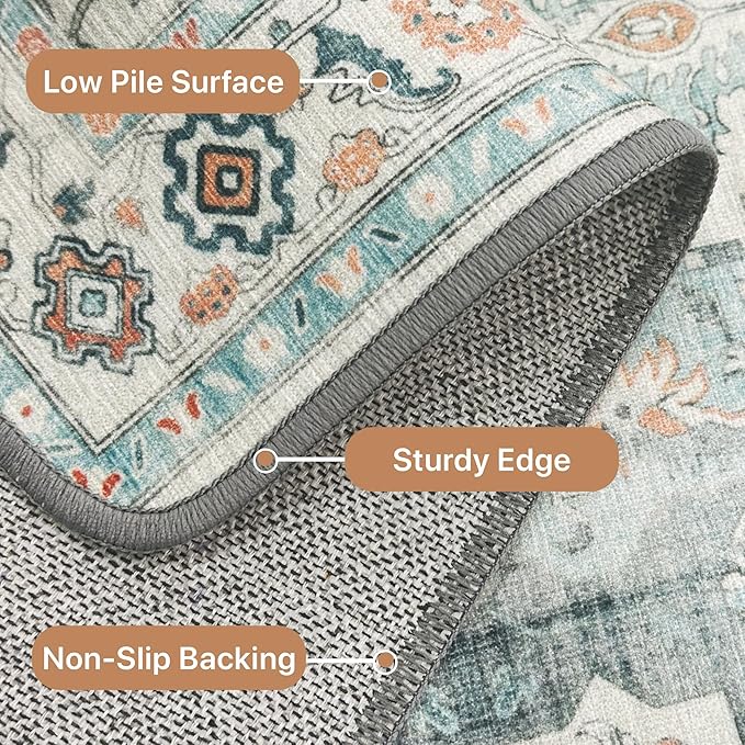 GENIMO 9x12 Area Rugs for Living Room, Machine Washable Non Slip Rugs, Low Pile - Image 9