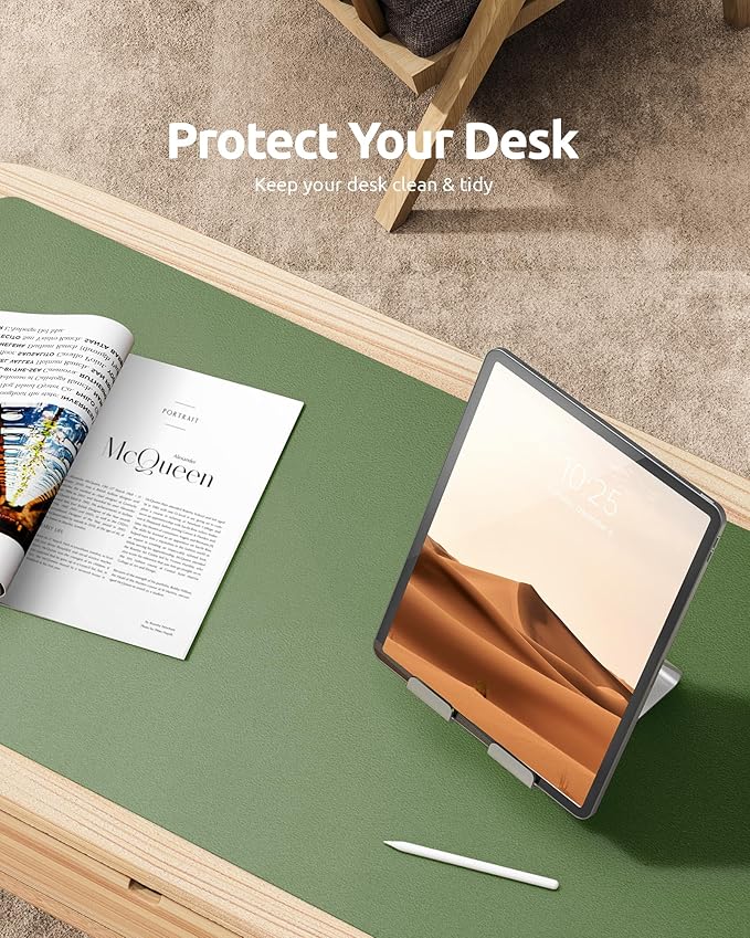 YSAGi Leather Desk Pad Protector, Office Desk Mat, Large Mouse Pad, Non-Slip PU - Image 7