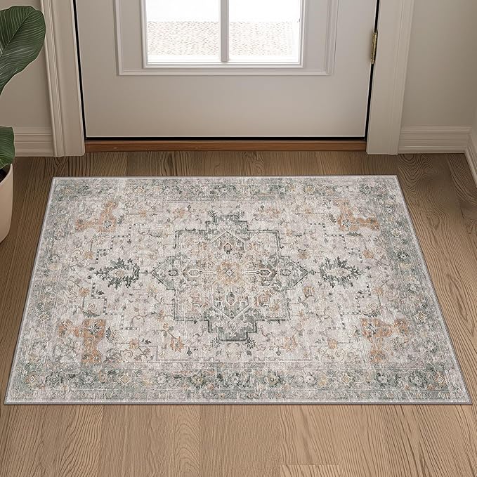 GENIMO Area Rug 2x3 Doormat, Machine Washable Low Pile Rugs, Small Retro - Image 4