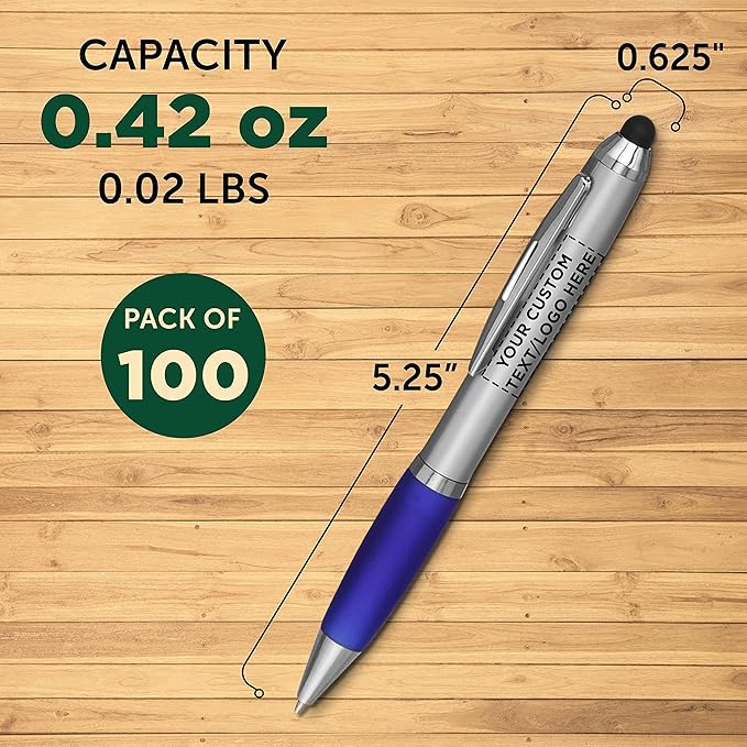 DISCOUNT PROMOS Custom Stylus Ballpoint Pens Set of 100, Personalized Bulk Pack - Image 5