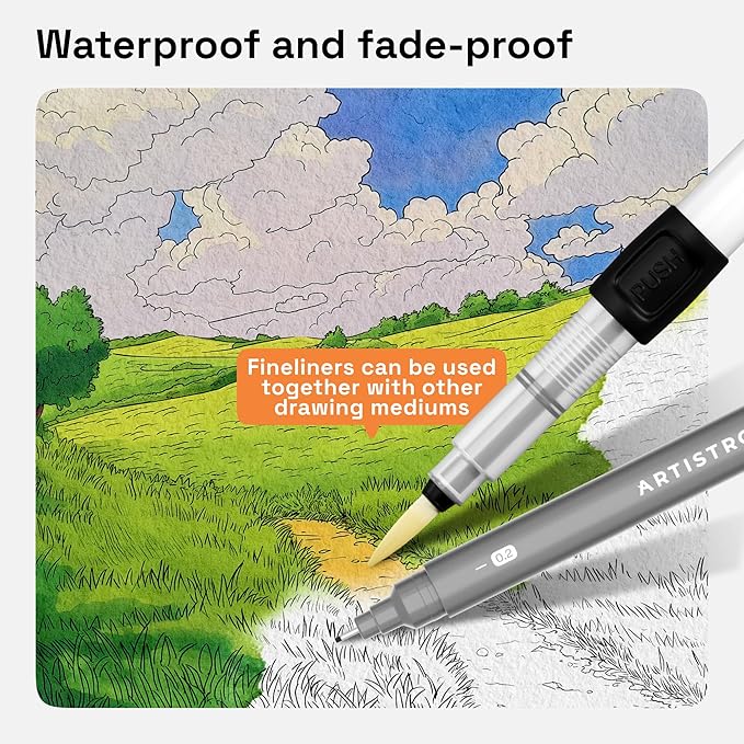 ARTISTRO Set of 2 Fineliner Pens, Waterproof Archival Ink, Ultra Fine Tip Pen - Image 3