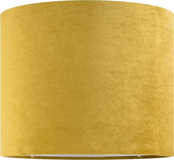 GO&SO Yellow Velvet Drum Lamp Shade Set of 2 Medium 13" Top x 13" Bottom x 10" - Image 8