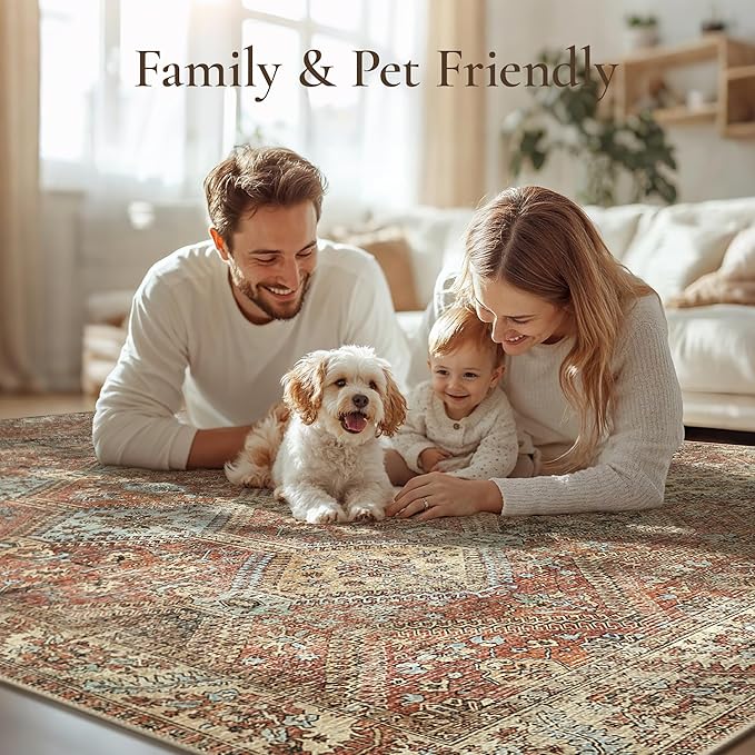 GENIMO 6x9 Area Rugs for Living Room, Machine Washable Non Slip Rugs, Low Pile - Image 7