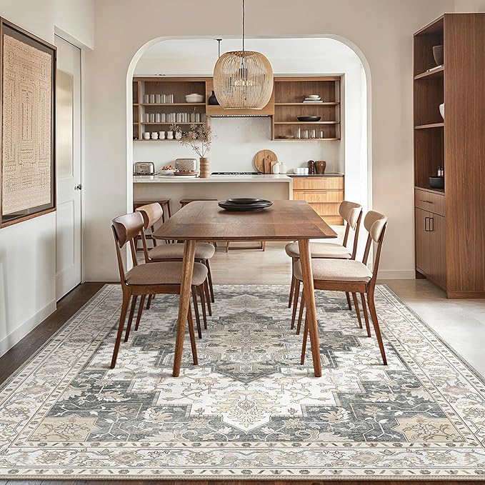 GENIMO 7'6''x9'6'' Area Rugs for Living Room, Machine Washable Non Slip Vintage - Image 2