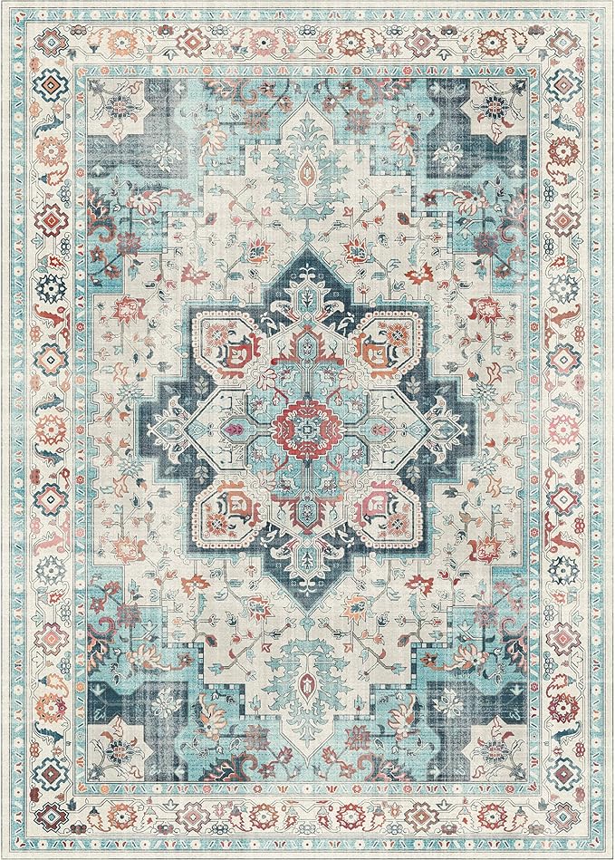 GENIMO 9x12 Area Rugs for Living Room, Machine Washable Non Slip Rugs, Low Pile - Image 7