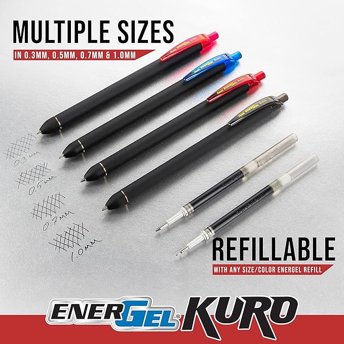 Pentel EnerGel Kuro Shades of Joy, Retractable Liquid Gel Pen - Image 6
