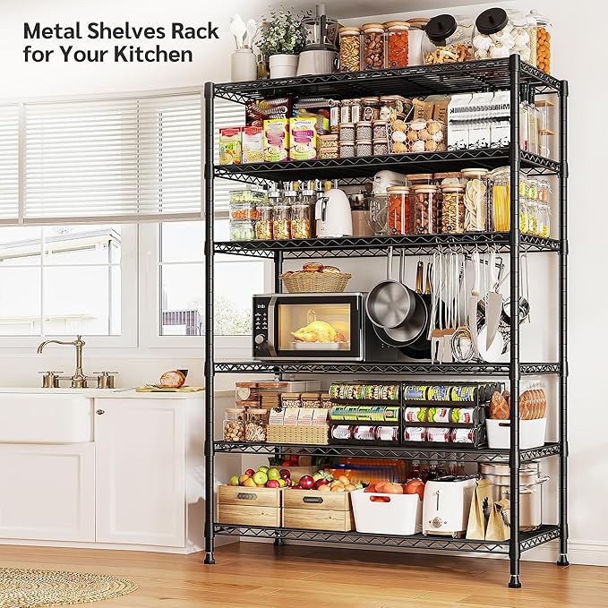 REIBII 75''H Storage Shelves Metal Shelving Unit, 6 Tier Wire Shelving - Image 6