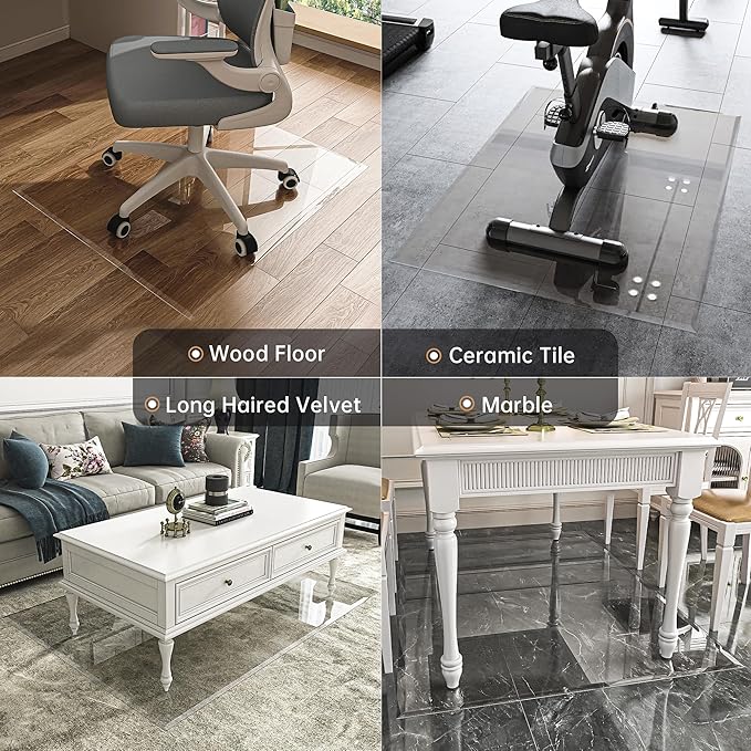 48“ x 36” Beveled Edge Glass Chair Mat - Image 9