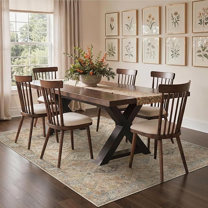 GENIMO 8x10 Area Rugs for Living Room, Machine Washable Non Slip Vintage Rugs - Image 9