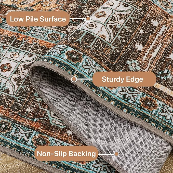 GENIMO 2x5 Runner Rugs for Hallway, Machine Washable Non Slip Vintage Retro Rugs - Image 5