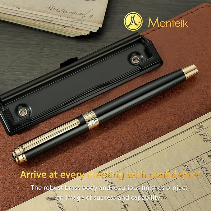 MCNTEIK 317 Fountain Pen, Stunning Luxury Black Piano Lacquer, 18K Gilded Nib - Image 9