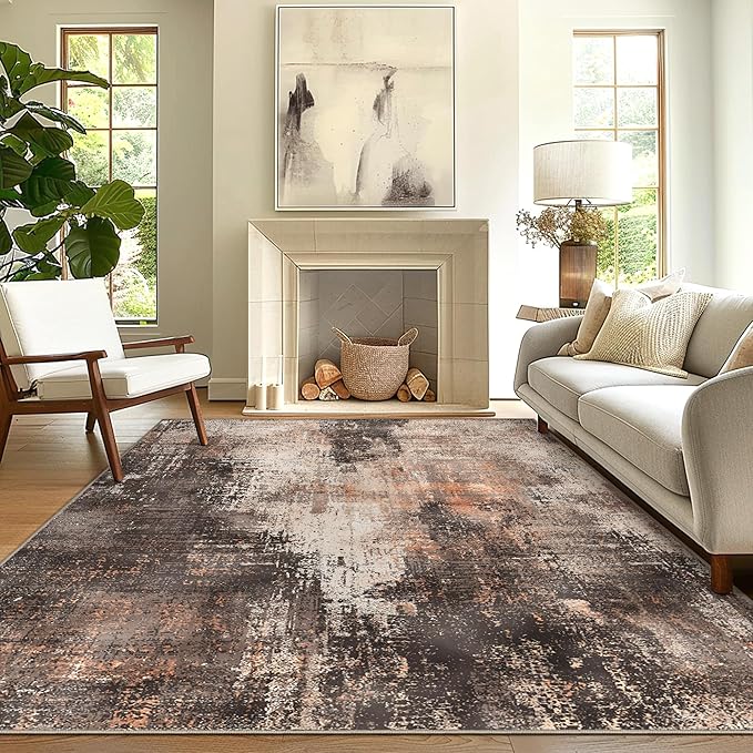 GENIMO Washable Area Rugs for Living Room, 8x10 Vintage Non Slip Rugs, Low Pile by GENIMO