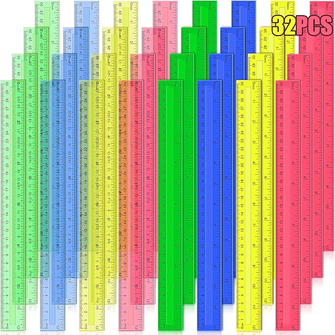 12 Inch Plastic Rulers, Ideal Back to School Office Home Supplies by Duchong