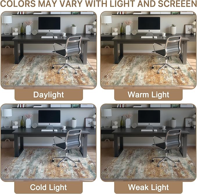Office Chair Mat for Hardwood Tile Floor, Abstract 48"X 60" Desk Mats for - Image 6
