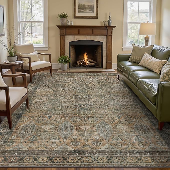 GENIMO 8x10 Area Rugs for Living Room, Machine Washable Non Slip Vintage Rugs - Image 2