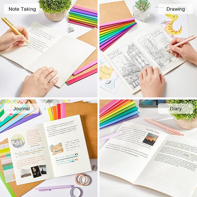 feela 80 Pack Composition Notebooks Bulk, Kraft Cover Lined Blank College Ruled - Image 5