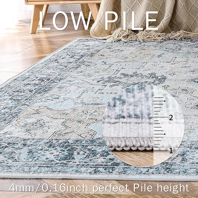 GENIMO 7'6''x9'6'' Area Rugs for Living Room, Machine Washable Non Slip Vintage - Image 4