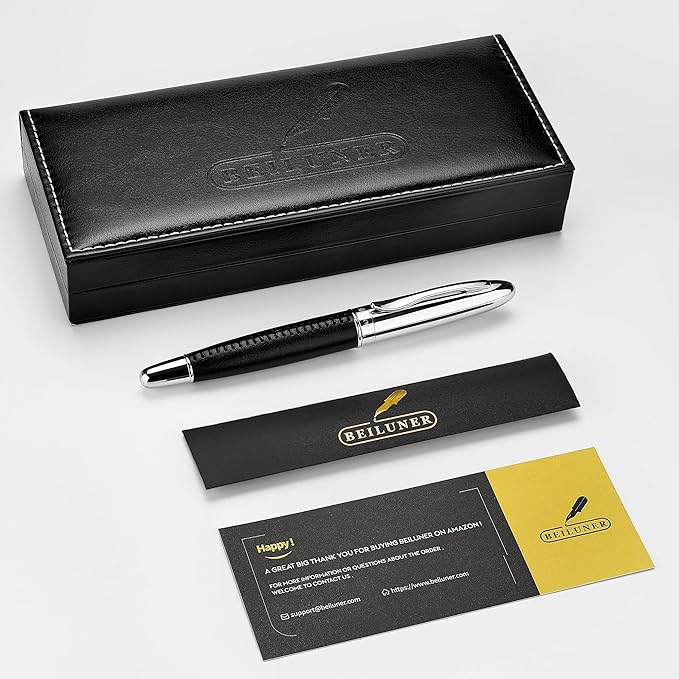 BEILUNER 318 Luxury Personalized Leather Pen, Hand-Stitched Premium Black - Image 8