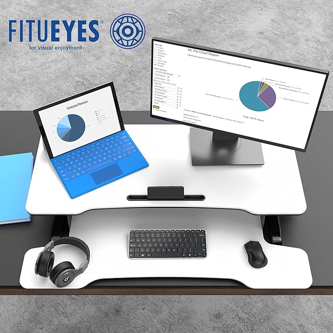 FITUEYES Height Adjustable Standing Desk 36” Wide Sit to Stand Converter Stand - Image 5