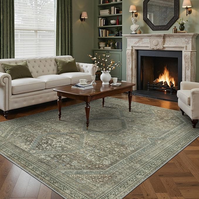 GENIMO 9x12 Area Rugs for Living Room, Machine Washable Non Slip Rugs, Low Pile - Image 2