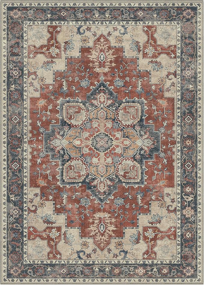 GENIMO 5x7 Area Rugs for Living Room, Machine Washable Non Slip Vintage Rugs - Image 7