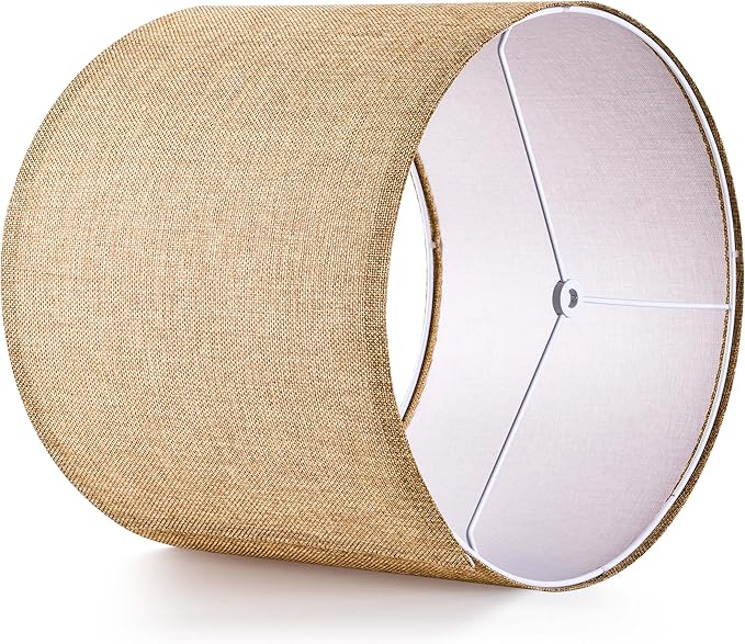 GO&SO Set of 2 Brown Medium Drum Lamp Shades 13" Top x 13" Bottom x 10" High - Image 5