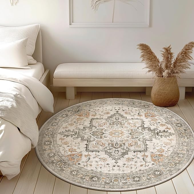 GENIMO 3FT Round Area Rugs for Living Room, Circle Rugs Machine Washable Low - Image 2