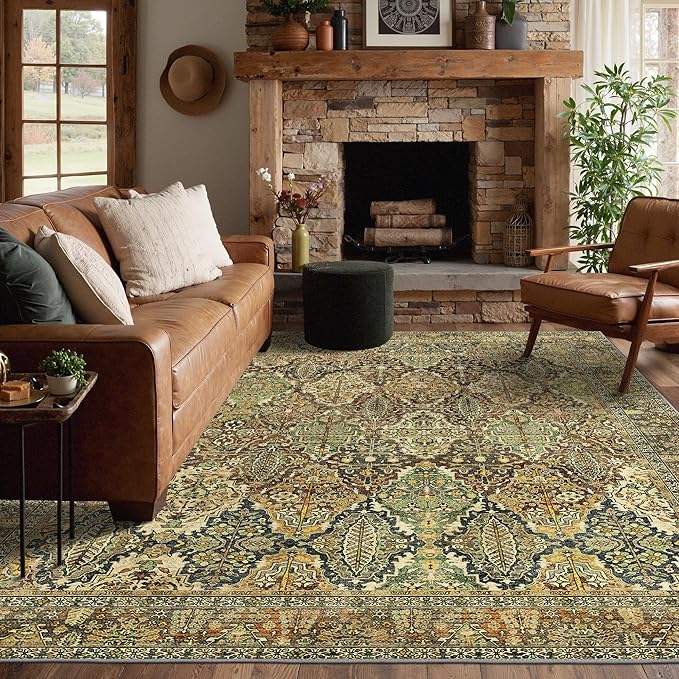 GENIMO 3x5 Area Rugs for Living Room, Machine Washable Non Slip Vintage Rugs by GENIMO