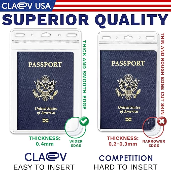 Claev Flexible and Tear Resistant Vertical 4x6 Passport & Card Holders - Image 8