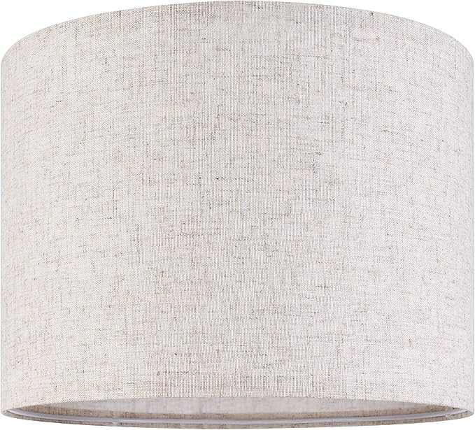 GO&SO Oatmeal Linen Lamp shades Large Drum Linen Lampshade 16" Top x 16" Bottom by GOSO