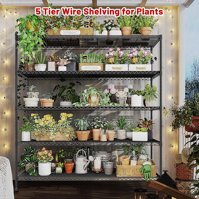 REIBII 45.8“W Metal Shelving Storage Shelves, 5-Tier Wire Shelving Unit - Image 9
