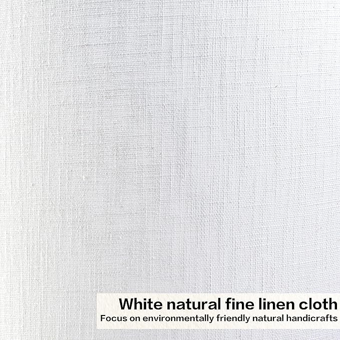 Set of 2 Pure White Linen Drum Lamp Shade 13" Top x 13" Bottom x 10" High - Image 3