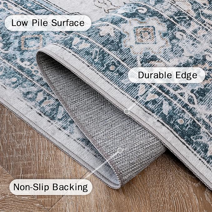 GENIMO 7'6''x9'6'' Area Rugs for Living Room, Machine Washable Non Slip Vintage - Image 5